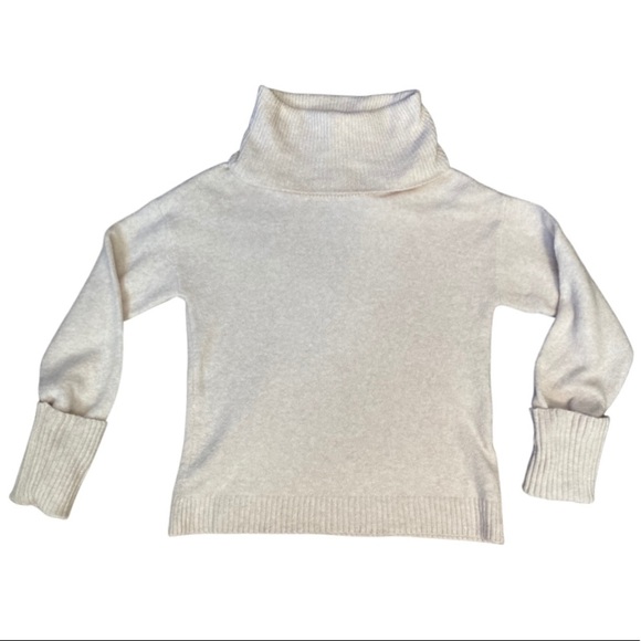 Cowl Neck Sweater, Soft Cotton Wool Blend, Ribbed Cuffs, Natural Color Chelsea28 - Picture 4 of 14